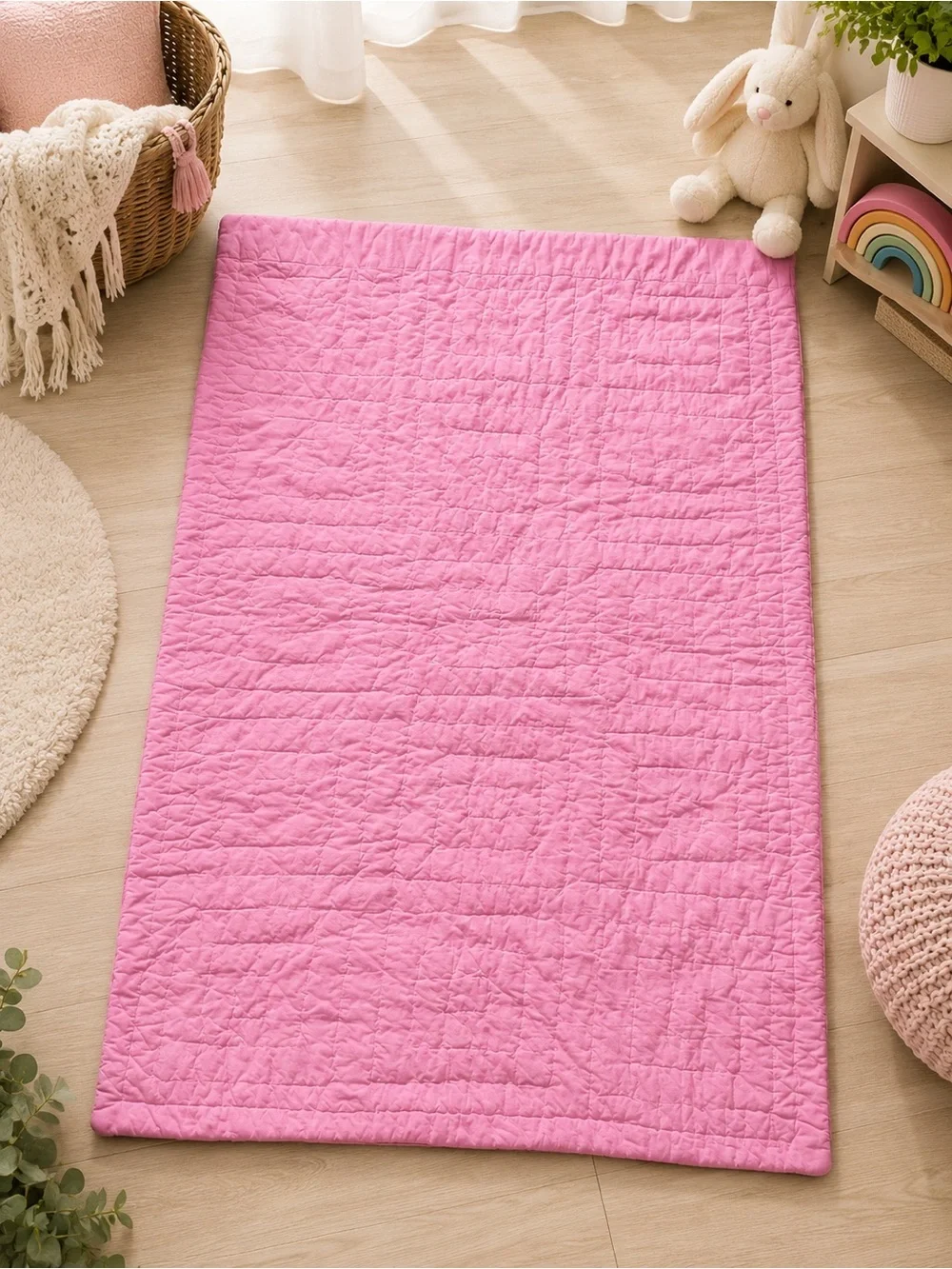 Pottery Barn Kids Aloha Pink Patchwork Quilt 36x50 Toddler Nursery Bedding
